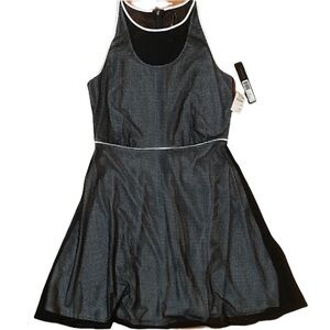 Marc New York Andrew Marc Dress Women 10 A-line Double Layer Fishnet On Top NWT